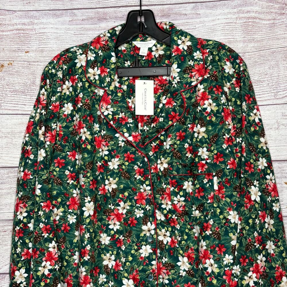 Charter Club Printed Cotton Flannel Holiday Christmas Pajama Set New Size Large - Picture 4 of 15
